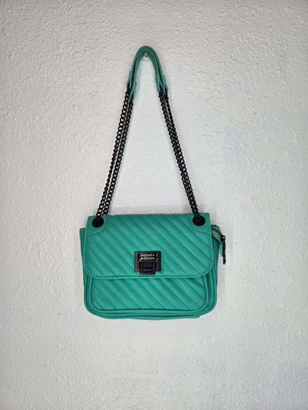 Badgley Mischka Quilted Green Leather Crossbody